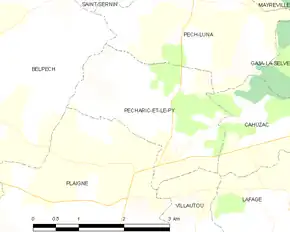 Poziția localității Pécharic-et-le-Py