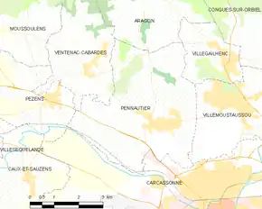 Poziția localității Pennautier