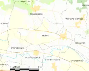 Poziția localității Pezens