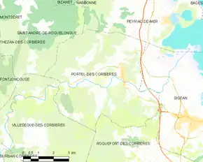 Poziția localității Portel-des-Corbières