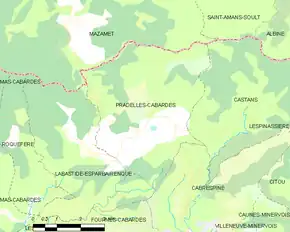Poziția localității Pradelles-Cabardès