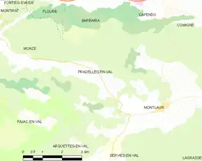 Poziția localității Pradelles-en-Val