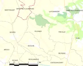 Poziția localității Puginier