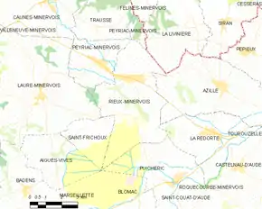 Poziția localității Rieux-Minervois