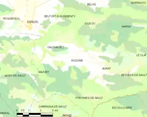 Poziția localității Rodome