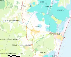 Poziția localității Sigean