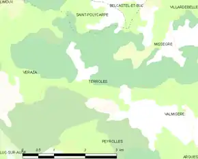 Poziția localității Terroles