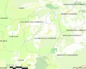 Poziția localității Villeneuve-les-Corbières