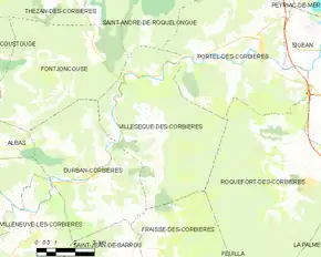 Poziția localității Villesèque-des-Corbières