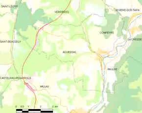 Poziția localității Aguessac