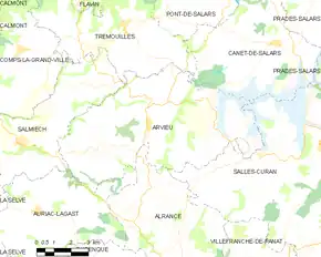Poziția localității Arvieu
