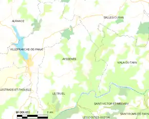 Poziția localității Ayssènes