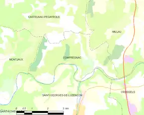 Poziția localității Comprégnac