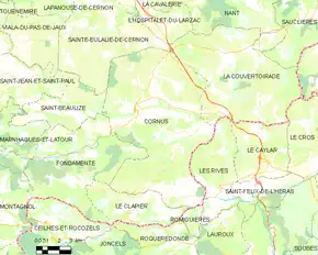 Poziția localității Cornus