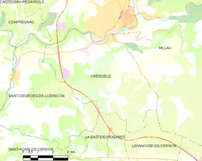 Poziția localității Creissels