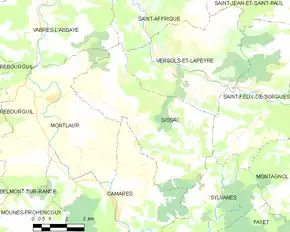 Poziția localității Gissac