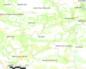 Poziția localității Mouret