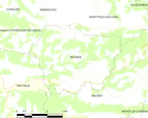 Poziția localității Pruines