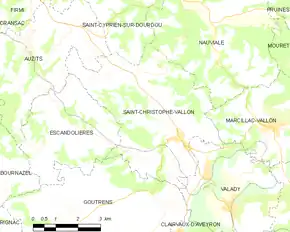 Poziția localității Saint-Christophe-Vallon