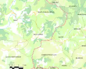 Poziția localității Sauclières