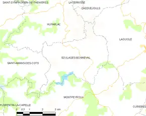 Poziția localității Soulages-Bonneval