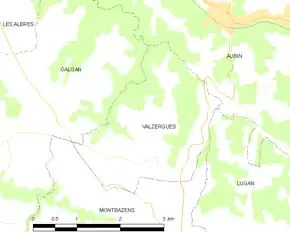 Poziția localității Valzergues