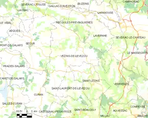 Poziția localității Vézins-de-Lévézou
