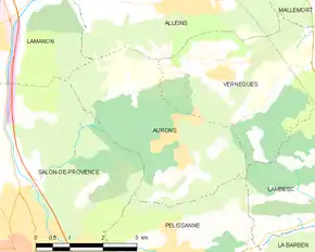 Poziția localității Aurons