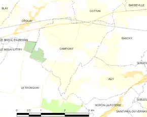 Poziția localității Campigny
