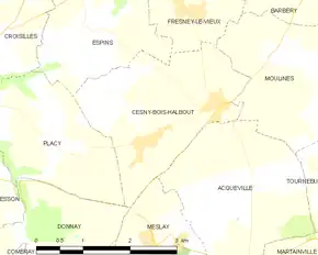 Poziția localității Cesny-Bois-Halbout