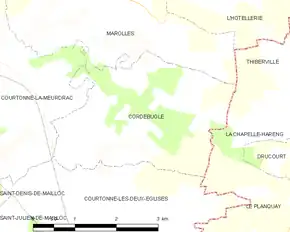 Poziția localității Cordebugle