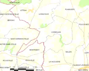 Poziția localității Cormolain