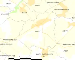 Poziția localității Évrecy