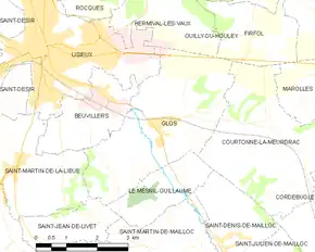 Poziția localității Glos