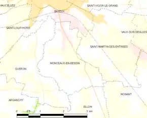 Poziția localității Monceaux-en-Bessin
