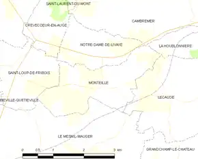 Poziția localității Monteille