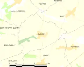 Poziția localității Olendon