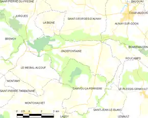 Poziția localității Ondefontaine