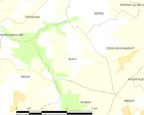Poziția localității Placy