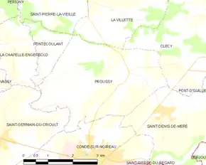 Poziția localității Proussy