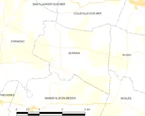 Poziția localității Surrain