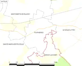 Poziția localității Tournières
