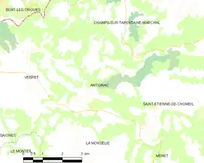 Poziția localității Antignac