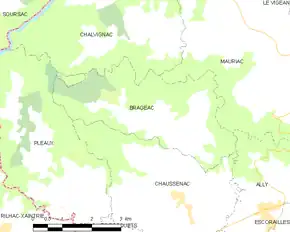 Poziția localității Brageac