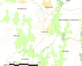 Poziția localității Cayrols