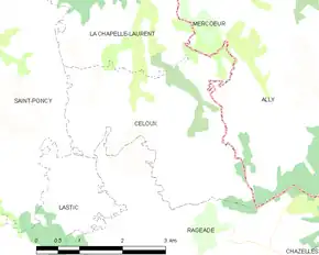 Poziția localității Celoux