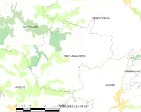 Poziția localității Freix-Anglards