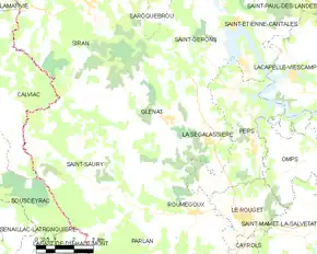 Poziția localității Glénat