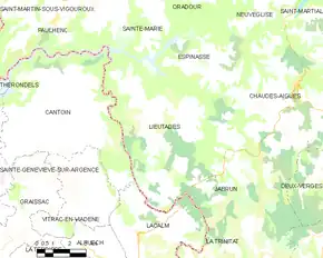 Poziția localității Lieutadès
