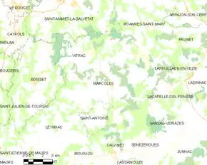 Poziția localității Marcolès